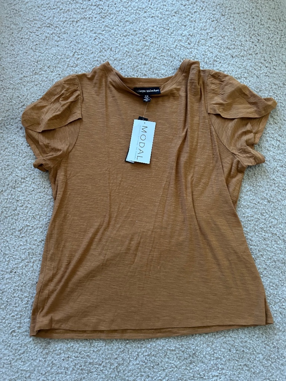 Catherine Malandrino NEW Petal Short Sleeve Scoop Neck Sz Medium Bronze